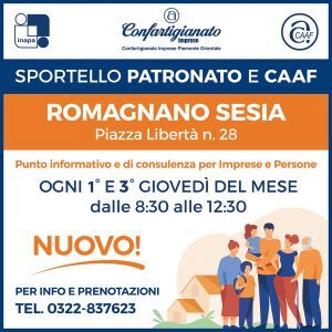 Nuovo sportello patronato e Caaf a Romagnano Sesia