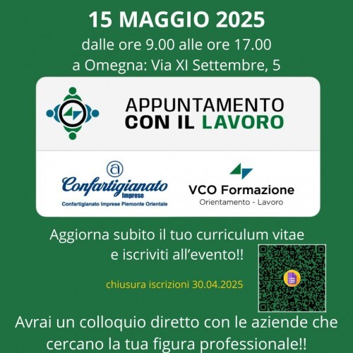 Appuntamento con il lavoro! - Vieni giovedì 15 maggio a Omegna
