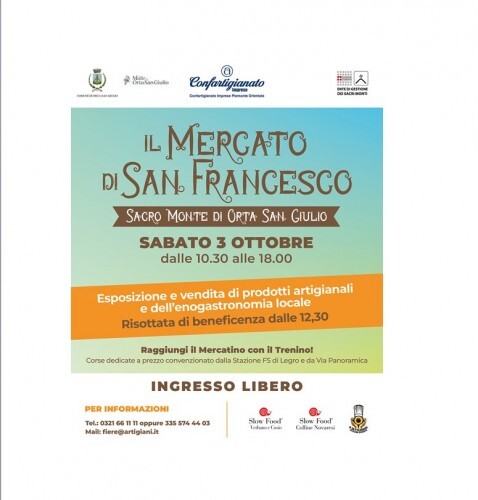 Dopo il successo delle prime due edizioni, sabato 3 ottobre torna il "Mercato di San Francesco" al Sacro Monte di Orta! Aperte le iscrizioni