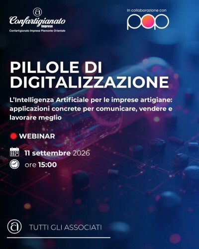 Webinar per le “Pillole di Digitalizzazione" su  "Intelligenza artificiale e imprese artigiane"