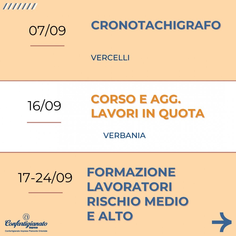 Si riparte! Ecco i corsi del mese di settembre di Confartigianato Formazione