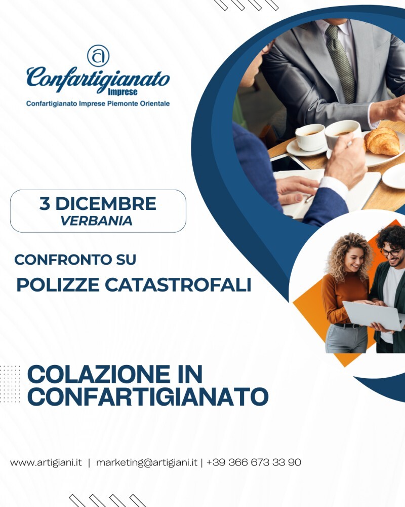 Aperitivo a Domodossola e colazione a Verbania per conoscere le nuove polizze contro le catastrofi, obbligatorie dal primo gennaio