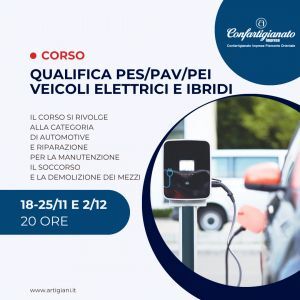corso di qualifica Pes/Pav/Pei per i veicoli ibridi ed elettrici: aperte le iscrizioni